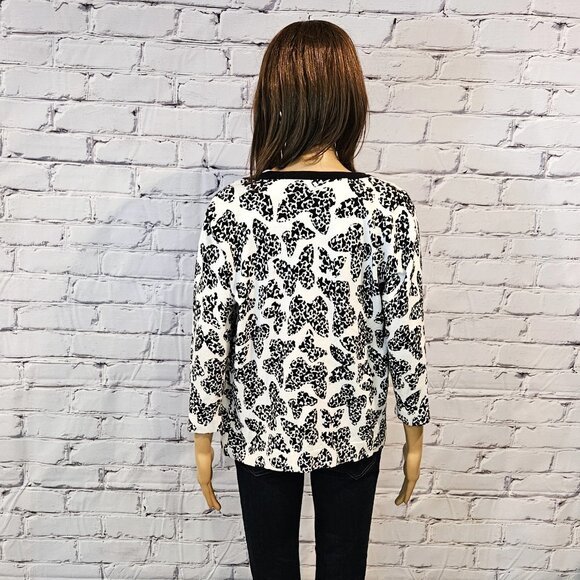 STUDIO WORKS! Boho black & white butterfly print cotton cardigan - Picture 10 of 13
